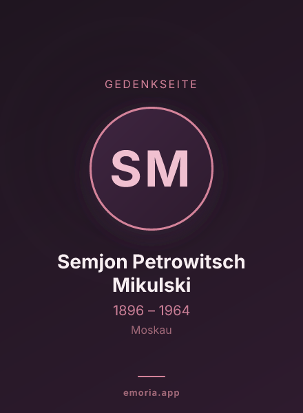 Gedenkportrait von Semjon Petrowitsch Mikulski