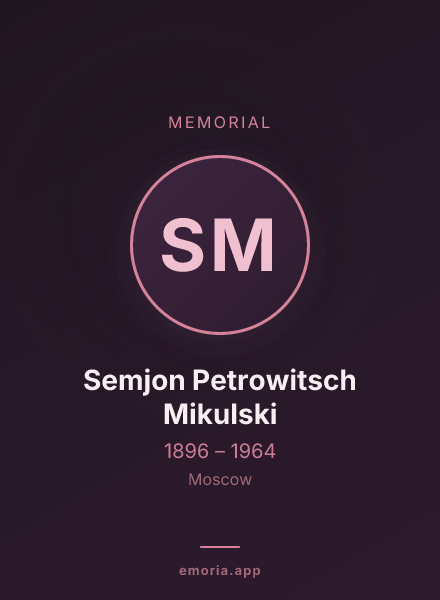 Memorial portrait of Semjon Petrowitsch Mikulski