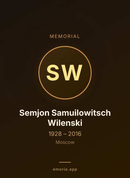 Memorial portrait of Semjon Samuilowitsch Wilenski