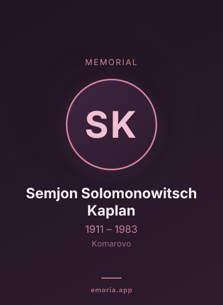 Memorial portrait of Semjon Solomonowitsch Kaplan