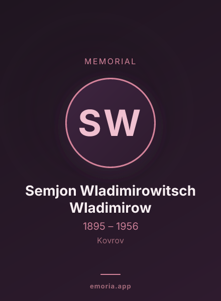 Memorial portrait of Semjon Wladimirowitsch Wladimirow