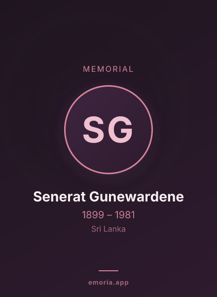 Memorial portrait of Senerat Gunewardene