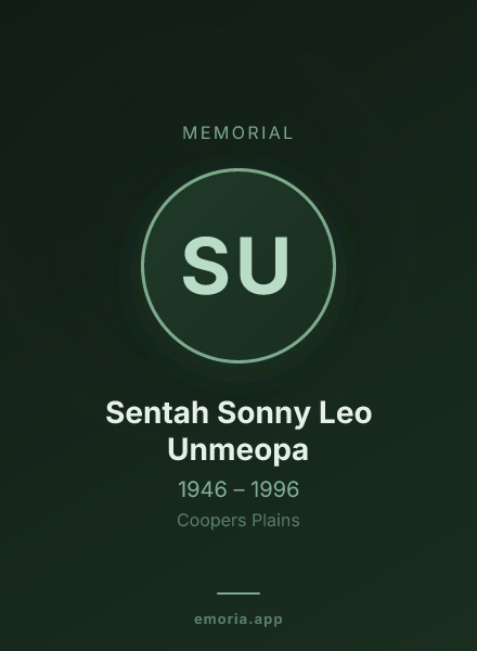 Memorial portrait of Sentah Sonny Leo Unmeopa