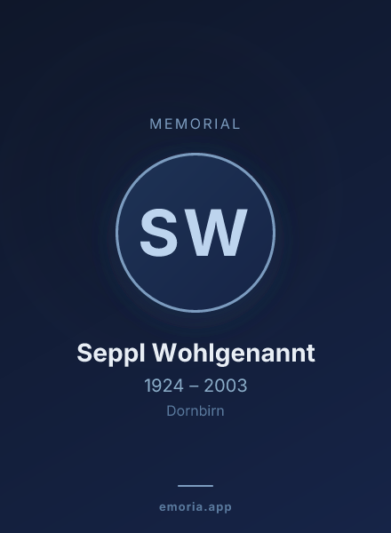 Memorial portrait of Seppl Wohlgenannt