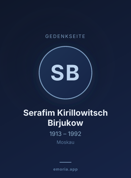 Gedenkportrait von Serafim Kirillowitsch Birjukow