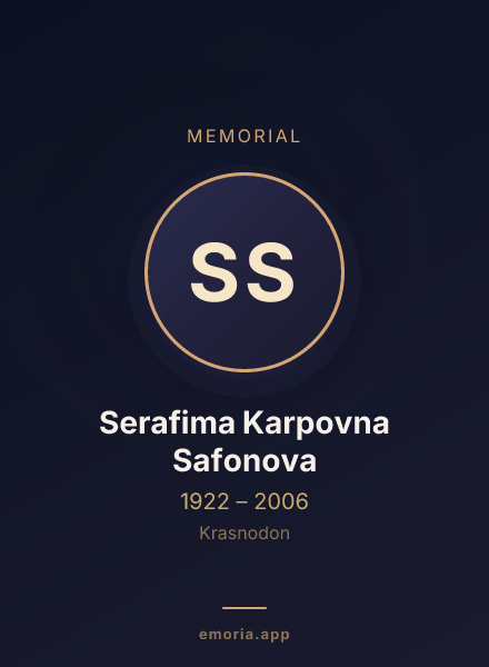 Memorial portrait of Serafima Karpovna Safonova