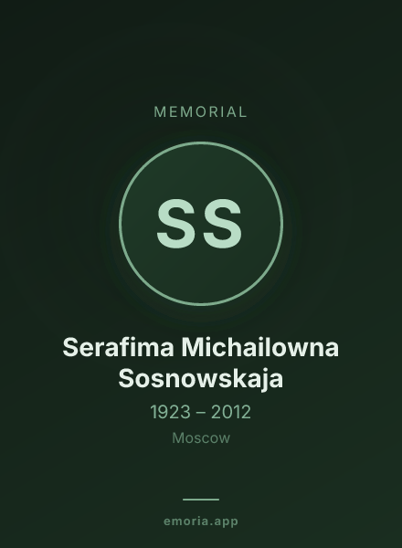Memorial portrait of Serafima Michailowna Sosnowskaja