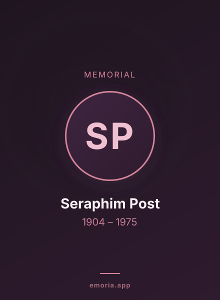 Memorial portrait of Seraphim Post