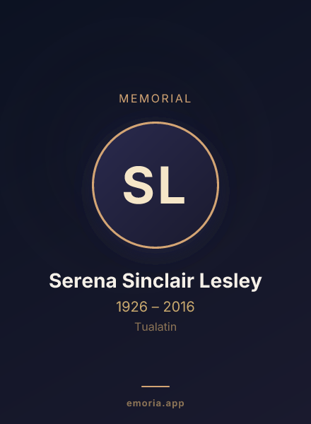 Memorial portrait of Serena Sinclair Lesley