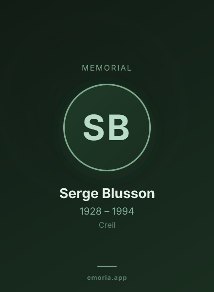Memorial portrait of Serge Blusson
