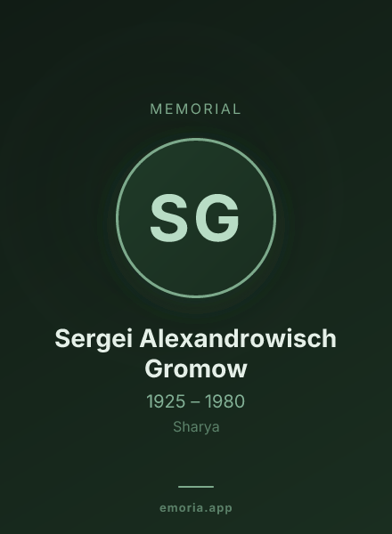 Memorial portrait of Sergei Alexandrowisch Gromow