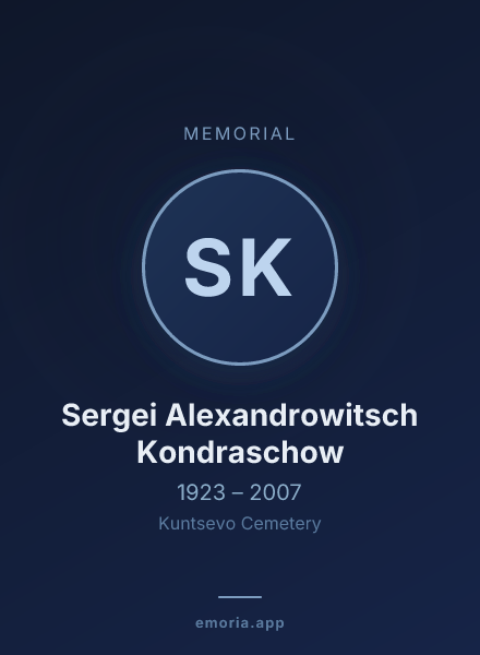 Memorial portrait of Sergei Alexandrowitsch Kondraschow