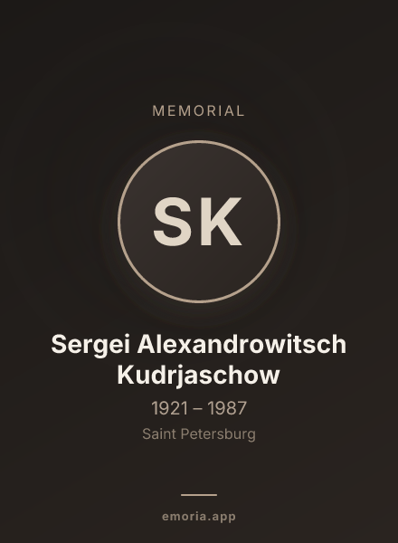 Memorial portrait of Sergei Alexandrowitsch Kudrjaschow