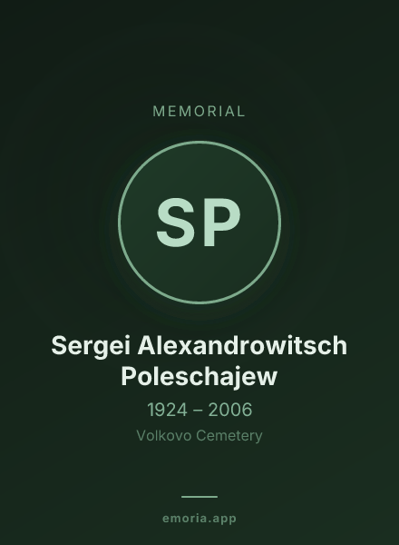 Memorial portrait of Sergei Alexandrowitsch Poleschajew