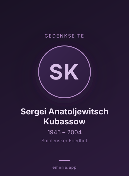 Gedenkportrait von Sergei Anatoljewitsch Kubassow