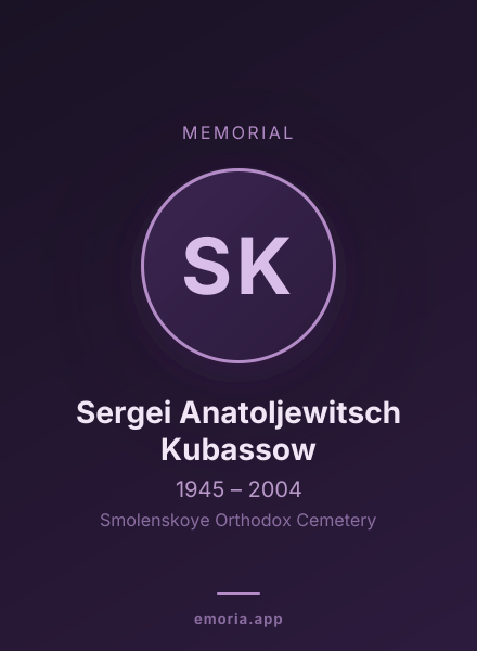 Memorial portrait of Sergei Anatoljewitsch Kubassow