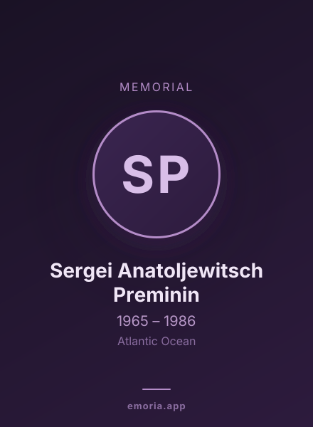 Memorial portrait of Sergei Anatoljewitsch Preminin
