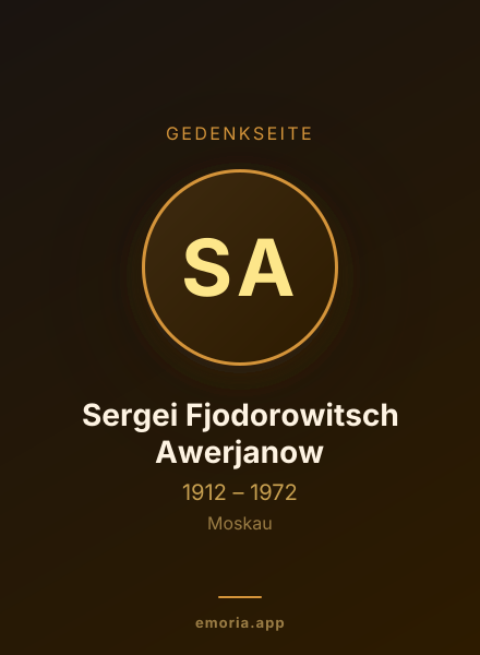 Gedenkportrait von Sergei Fjodorowitsch Awerjanow