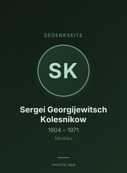 Gedenkportrait von Sergei Georgijewitsch Kolesnikow