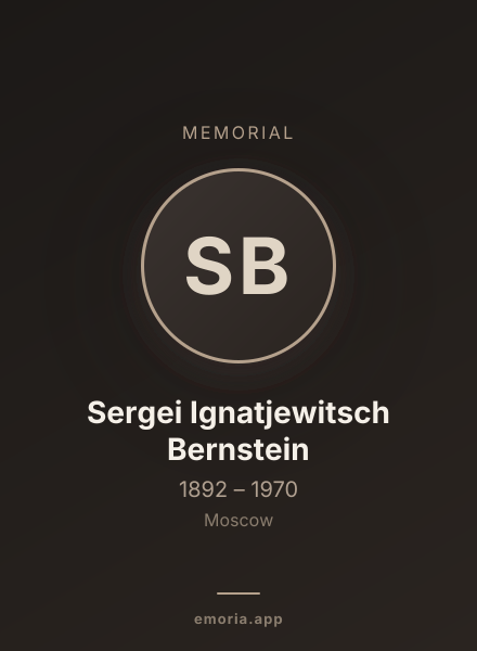 Memorial portrait of Sergei Ignatjewitsch Bernstein