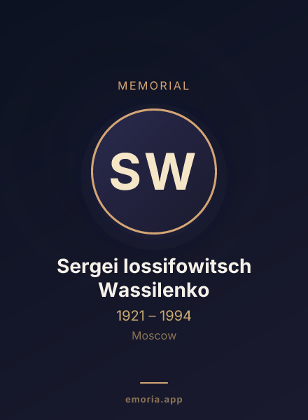 Memorial portrait of Sergei Iossifowitsch Wassilenko