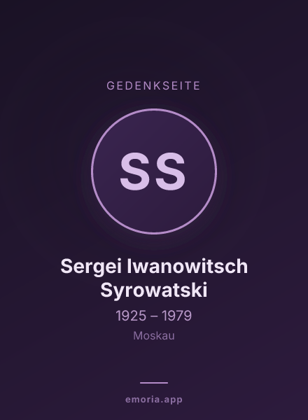 Gedenkportrait von Sergei Iwanowitsch Syrowatski