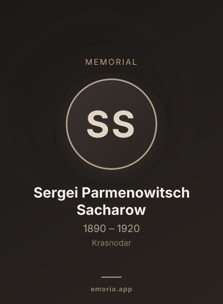 Memorial portrait of Sergei Parmenowitsch Sacharow