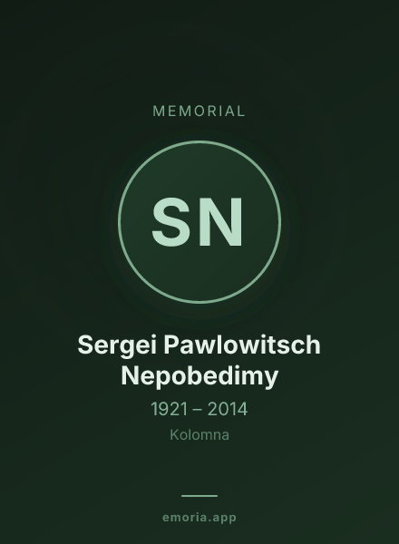 Memorial portrait of Sergei Pawlowitsch Nepobedimy