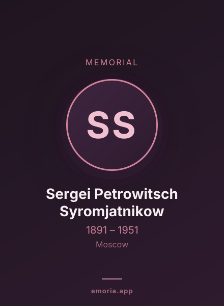 Memorial portrait of Sergei Petrowitsch Syromjatnikow