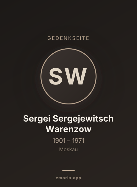 Gedenkportrait von Sergei Sergejewitsch Warenzow