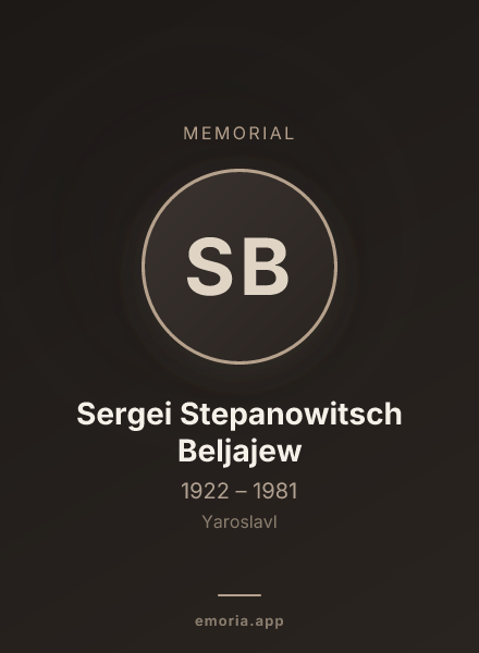 Memorial portrait of Sergei Stepanowitsch Beljajew