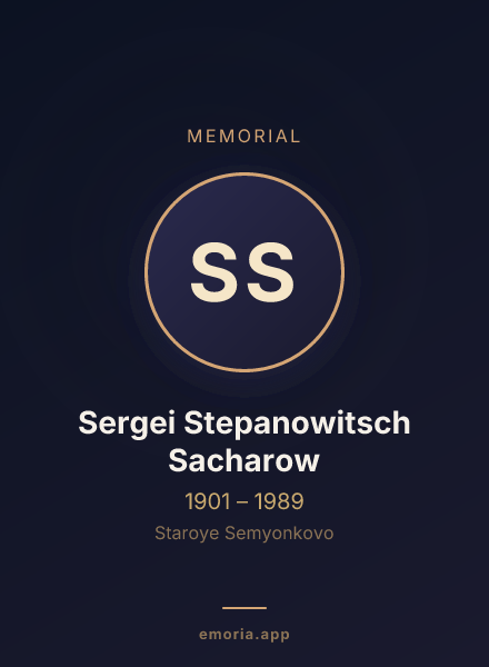 Memorial portrait of Sergei Stepanowitsch Sacharow