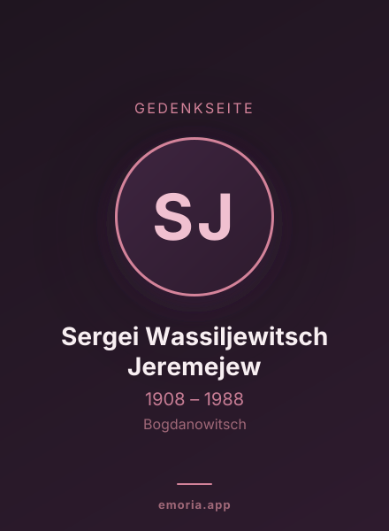 Gedenkportrait von Sergei Wassiljewitsch Jeremejew