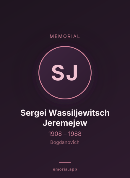 Memorial portrait of Sergei Wassiljewitsch Jeremejew