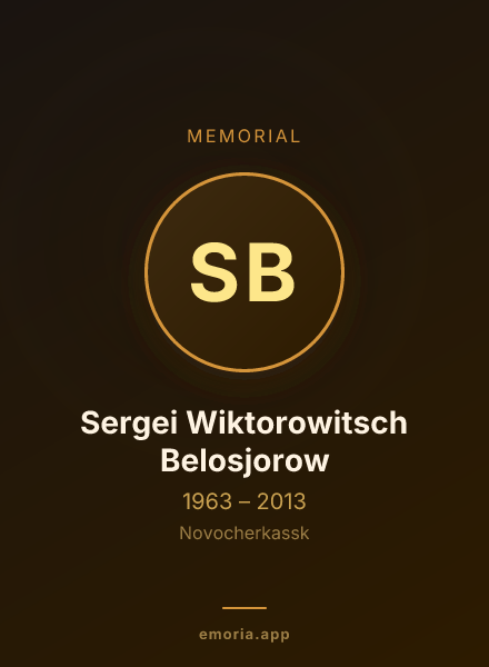 Memorial portrait of Sergei Wiktorowitsch Belosjorow