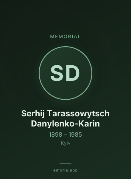 Memorial portrait of Serhij Tarassowytsch Danylenko-Karin