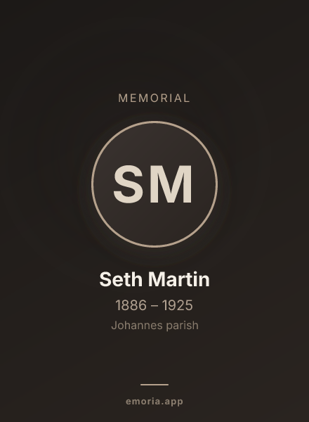 Memorial portrait of Seth Martin