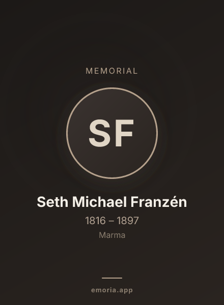 Memorial portrait of Seth Michael Franzén
