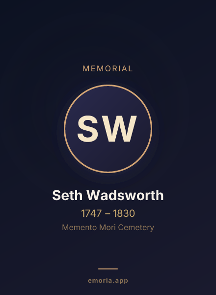 Memorial portrait of Seth Wadsworth