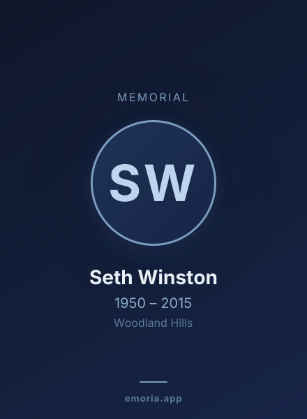 Memorial portrait of Seth Winston