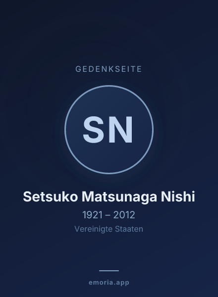 Gedenkportrait von Setsuko Matsunaga Nishi
