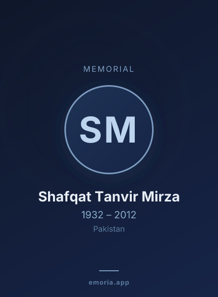 Memorial portrait of Shafqat Tanvir Mirza