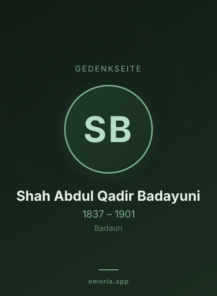 Gedenkportrait von Shah Abdul Qadir Badayuni