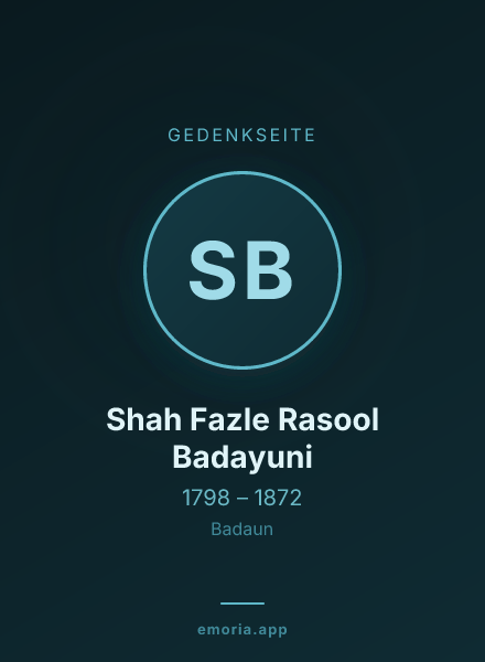 Gedenkportrait von Shah Fazle Rasool Badayuni