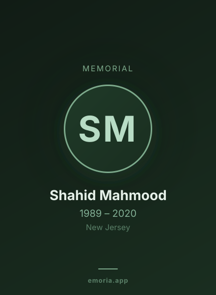 Memorial portrait of Shahid Mahmood