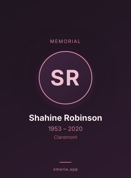 Memorial portrait of Shahine Robinson