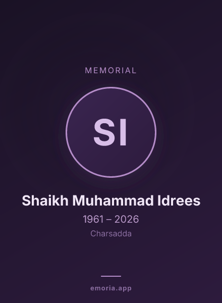 Memorial portrait of Shaikh Muhammad Idrees