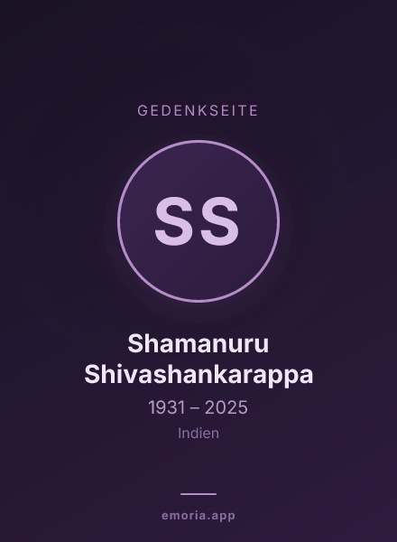 Gedenkportrait von Shamanuru Shivashankarappa