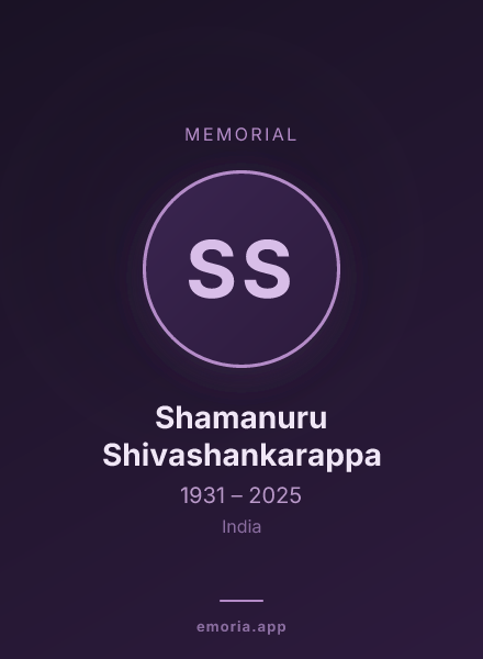 Memorial portrait of Shamanuru Shivashankarappa
