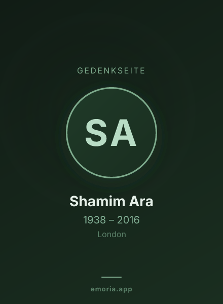 Gedenkportrait von Shamim Ara